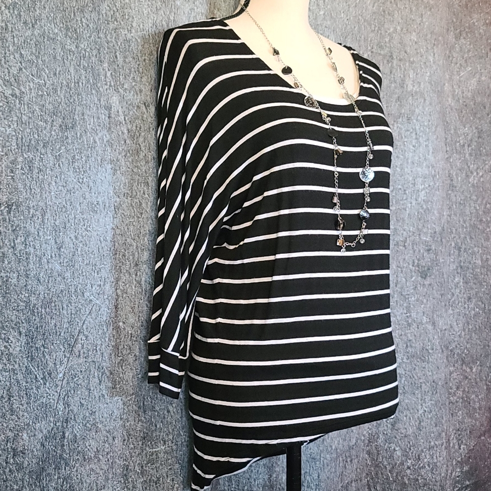 WHBM Black and White Striped Top - Picture 2 of 7